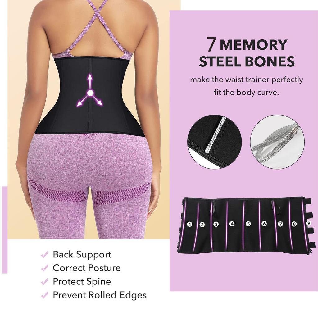 Waist Trainer for Women Latex Underbust Waist Corsets Cincher Plus Size Workout Girdle Body Shaper Zipper