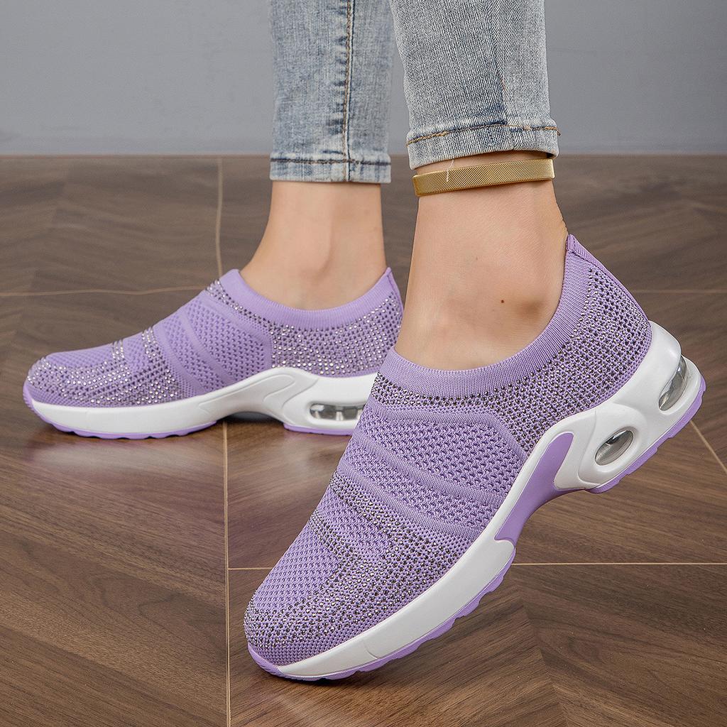 New Fly-woven Large-size Women's Shoes, Sports Soft Sole, One Pedal, Breathable, Casual and Comfortable Running Women's Shoes