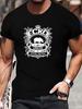 6273 Cotton Blend T-shirt - Summer Casual & Sports Style with Bison & Crown Graphic Print