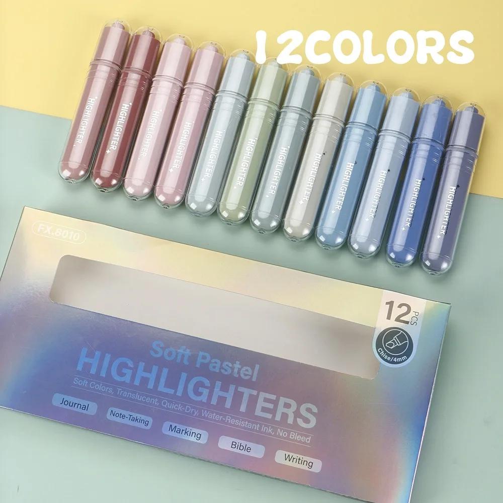 4pcs/Set Multi Functional Pastel Color Highlighters Quick-drying Smooth Marker Pen Fluorescent Pen Stationery