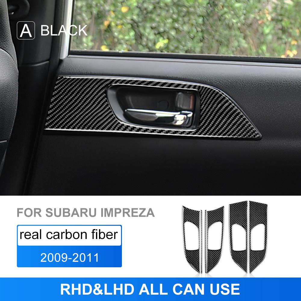 Real Soft Carbon Fiber For Subaru Impreza 2009 2010 2011 Car Door Handle Panel RHD LHD Sticker Interior Trim Accessories