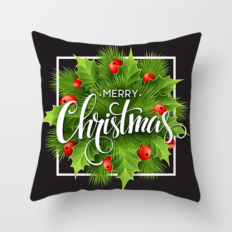 Merry Christmas Printed Green Pillowcase  Style Cushion Cover Home Sofa Decor Throw