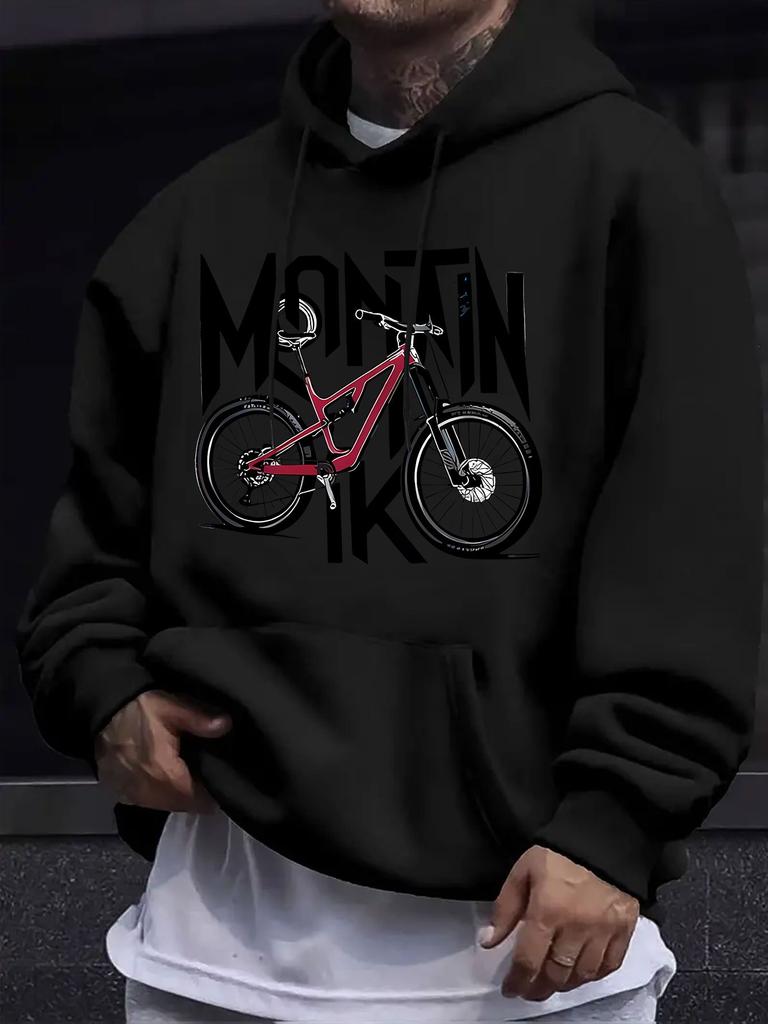 American/European Style unisex Autumn/Winter Printed Hooded Long-Sleeve Sweatshirt, MOUNTAIN BIKE Printed Hooded Sweatshirt, Outdoor Trendy Style, Sho