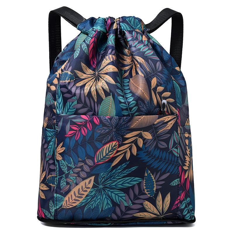 Women's Printed Drawstring Backpack Lightweight Sports and Fitness Backpack Travel Backpack