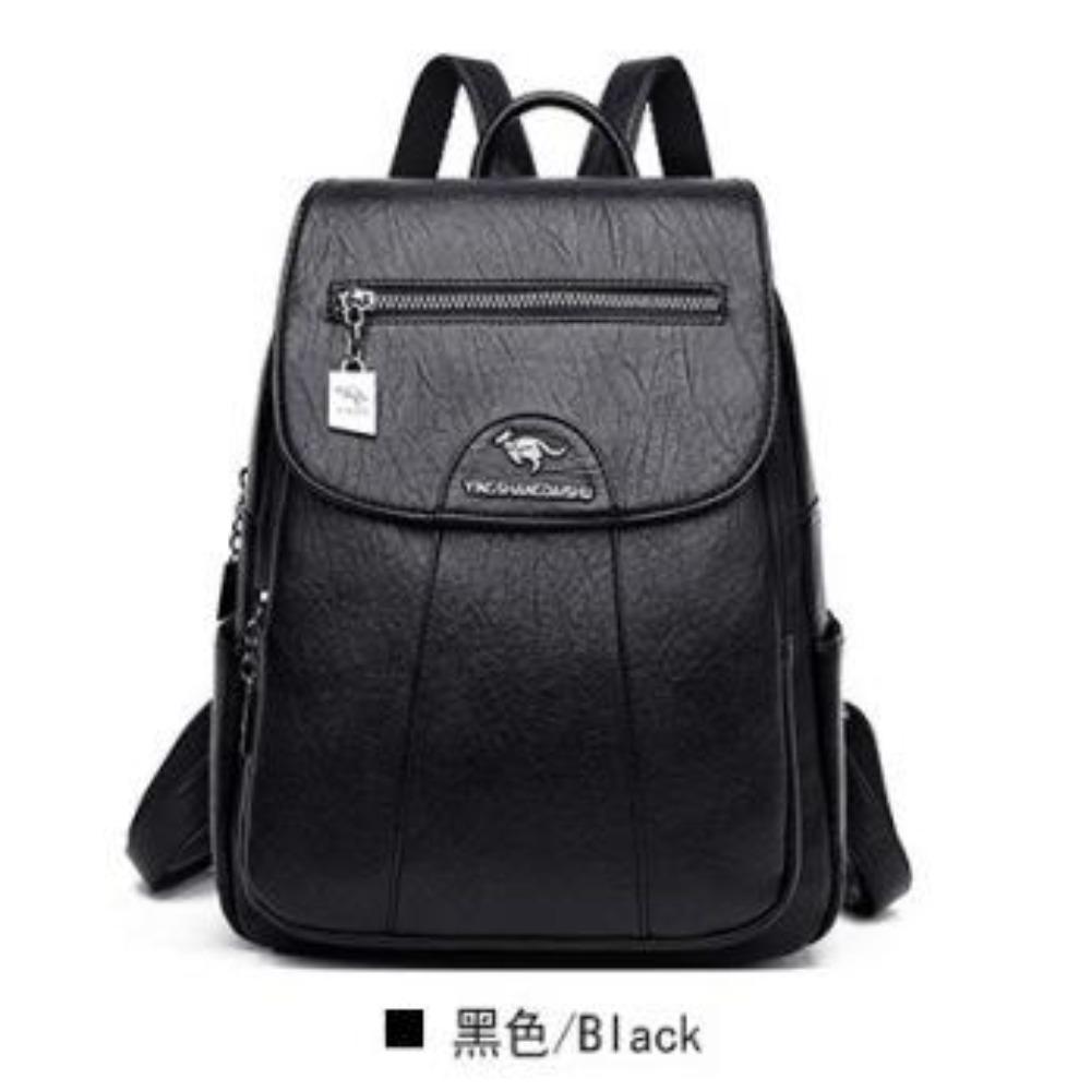 Hot Selling Retro Soft Leather Backpack for Women, Simple and Large Capacity Travel Backpack for Women, Student Backpack, Business Bag чёрный