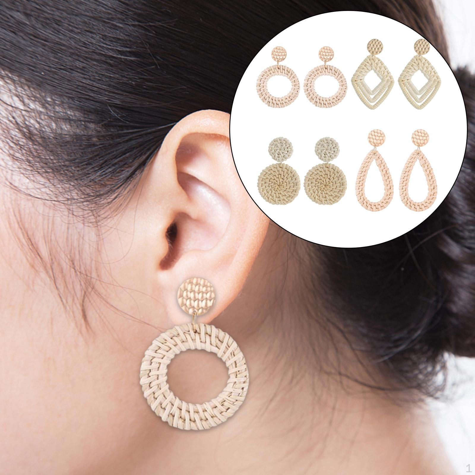 Набор ротанговых серег для модных женщин Light Colored