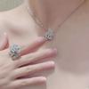 Latest Top Pure Sterling Tone Jewelry Women Rose Flower Diamond Pendant Necklaces Lovely Design Fine Luxurious QualityFashion Pendant