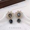 French Vintage Palace Style Crystal Lace Stud Earrings, Light Luxury and Exquisite Short Earrings, Versatile High-end Elegance Earrings