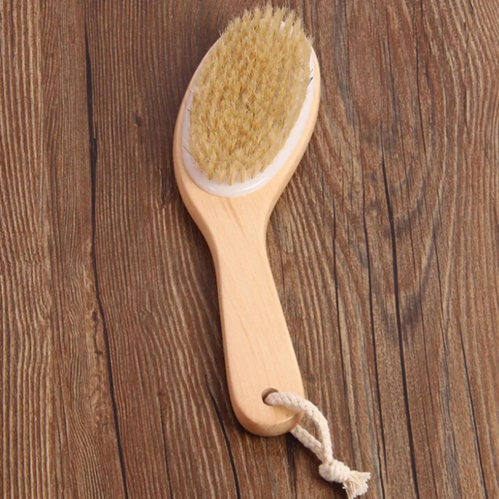 Dry Skin Wood Body Brush Exfoliation Natural Bristle Back Brush Massager Bath Shower Back Spa Scrubber Dry Massage Brush Tools