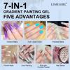 LIMEGIRL 7IN1 Gradient Painting Gel Kit 9 Grid Gradient Color Solid Nail Polish with 50pcs Sponge Nail Art DIY Color Gel Kit