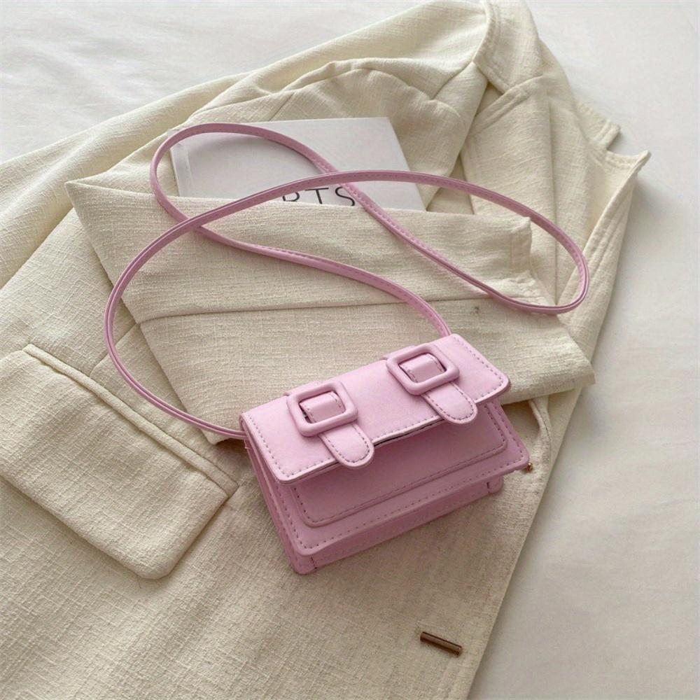 Chic Mini Crossbody Bag for Women - Versatile Solid Color Shoulder Bag with Adjustable Strap, Square Flap & Buckle Closure,