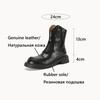 Fashion NEW Autumn Women Boots Genuine Leather Shoes for Women Round Toe Chunky Heel Shoes Zip Platform Boots Casual Black Ankle Boots