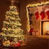 2025 Christmas Tree Ribbon Fairy Lights String Without Battery Merry Christmas for Home Party Christmas Decoration Navidad