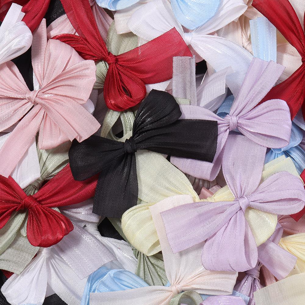 10pcs 4x5.5cm Pearlescent Satin Ribbon Bows Colorful Pleated Bowknots For DIY Wedding Party Clothing Headwear Gifts Decoration
