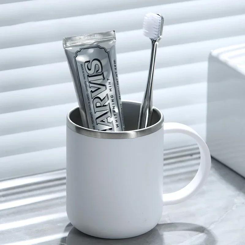 

304 Stainless Steel Toothbrush Cup Simple Style Coffee Cup Dormitory Bathroom Wash Cup Large Capacity Water Cups Wash Supplies