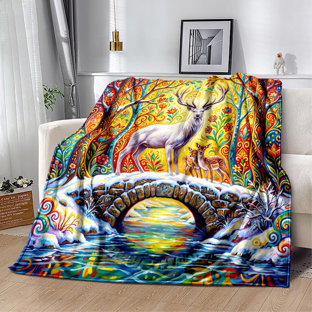 Magical Deer Fantasy Blanket,Suitable for sofas, offices, travel, living rooms, Gifts to relatives and friends, Blanket,Suitable for all seasons.