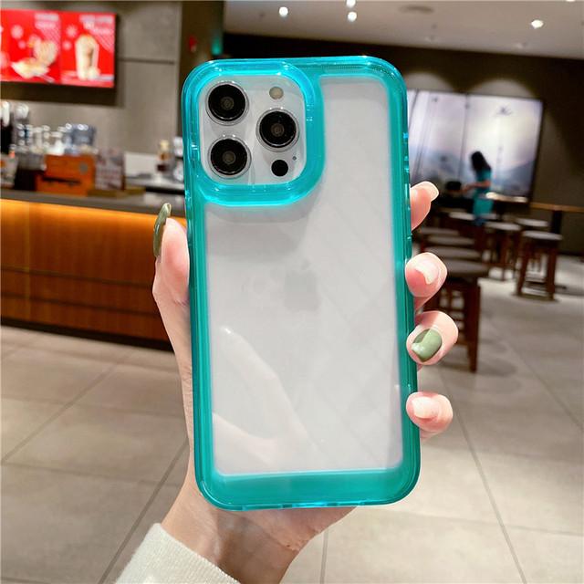 Luxury Transparent Phone Case For Iphone 11 12 13 14 Pro Max X Xs Xr Max 7 8 Plus Bumper Shockproof Clear Cases Cover