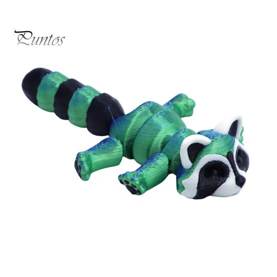 

3D-печатная шарнирная гибкая фигурка енота с мусорным баком, игрушка-фиджет для украшения домашнего офиса, детский подарок B