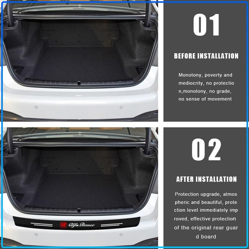 1pcs Carbon Fiber Car Trunk Rear Bumper Sticker Guard Plate Protector For Alfa Romeo 147 159 156 Giulietta Giulia Mito Spider Alpha Nheadrest