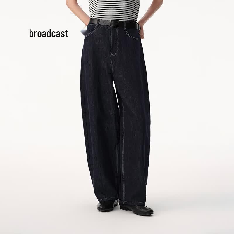 Women s High-Waist Wide-Leg Retro Denim Jeans S