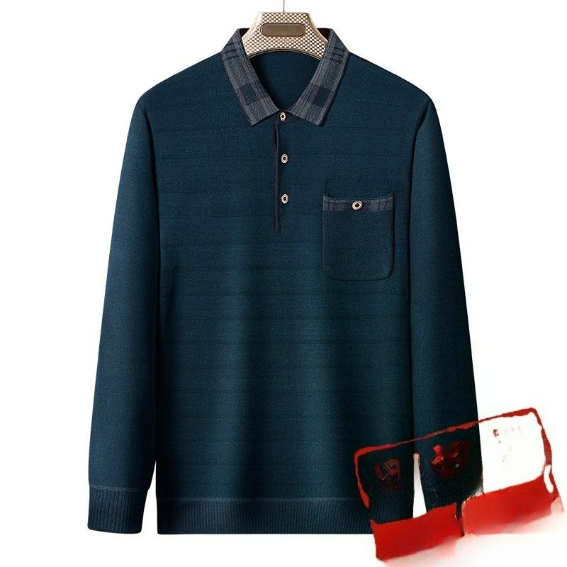 Papa Langarm-T-Shirt Herren Frühling Locker Oberteil Revers Polo Unterhemd