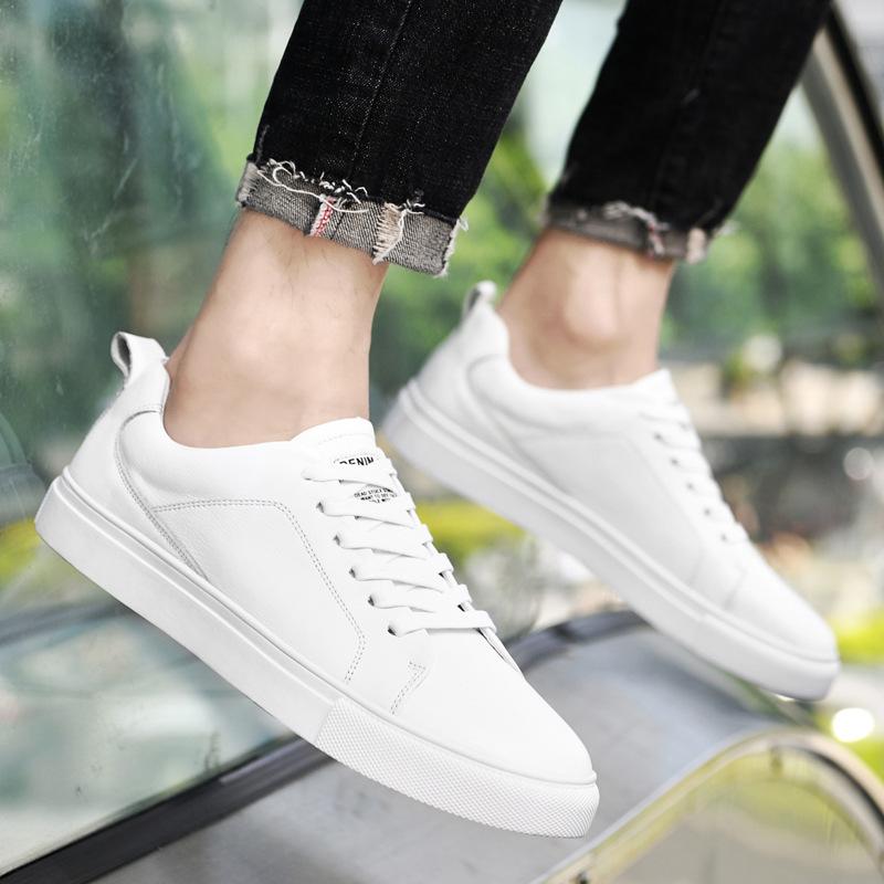 Men's shoes spring trend British men's casual leather shoes soft sole white shoes sports shoes board shoes