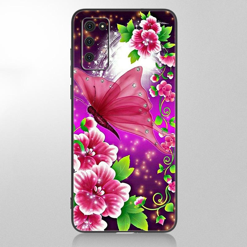 Husă frumoasă pentru telefon Fluture pentru Samsung Galaxy A12 A02S A22 A32 A52 A72 A71 A51 A41 A31 A21 A11 A50 A70 A10S A20S Husă neagră