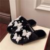 Thick-soled fluffy slippers women's outer wear 2025 new autumn and winter fluffy fashion home cotton slippers plush cotton slippers