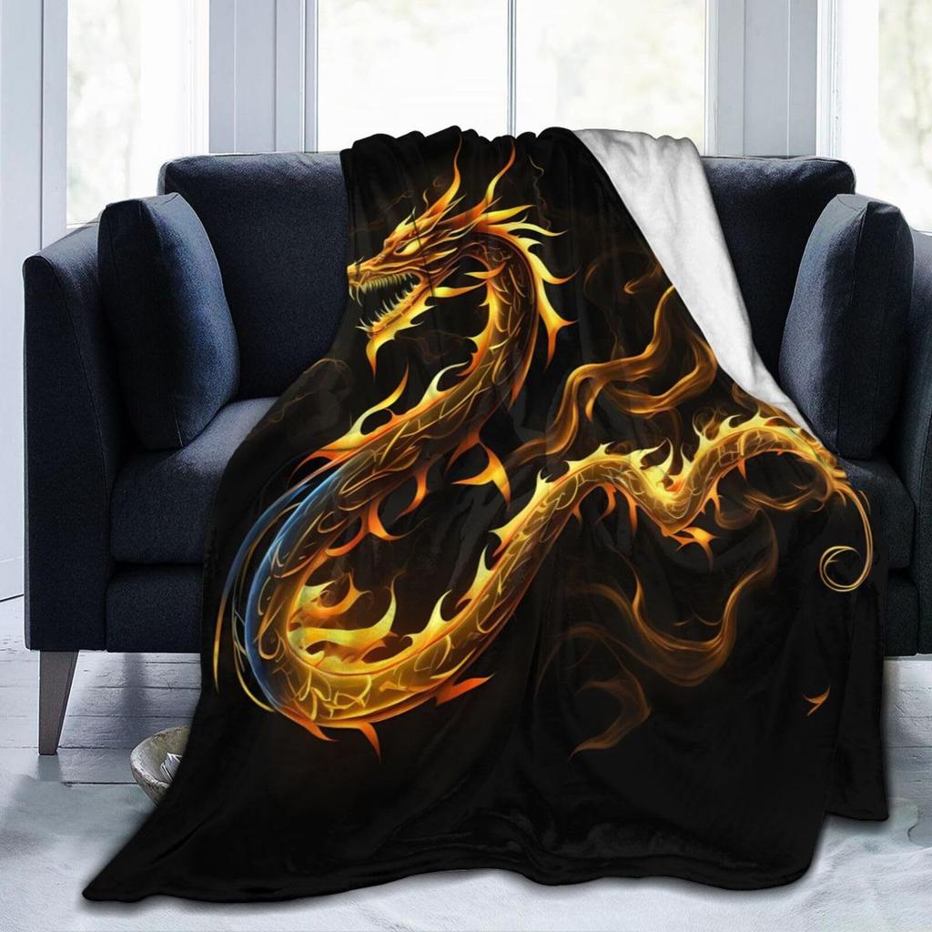 Blue Dragon Print Gift Blanket Home Decoration Gift Soft Flannel Blanket Nap Blanket Gift Blanket Source