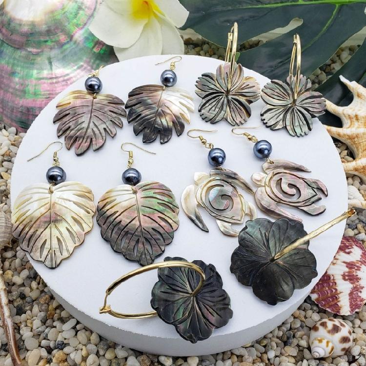Women Earrings Balck Natural Shell Ear Rings Ornament Jewelry for Party Birthday