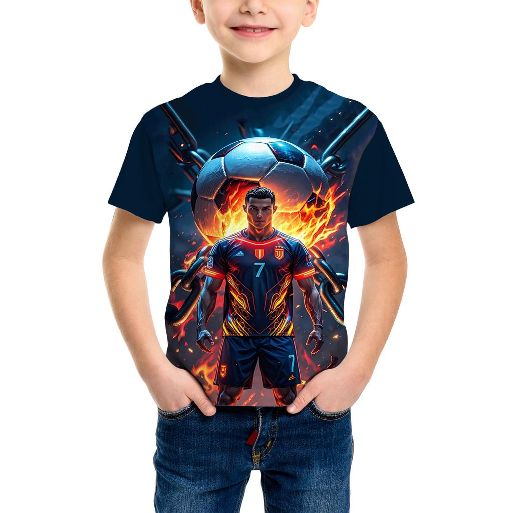 3D Printed T-Shirt - Short Sleeve Crew Neck Casual Streetwear Bike Design for Young People