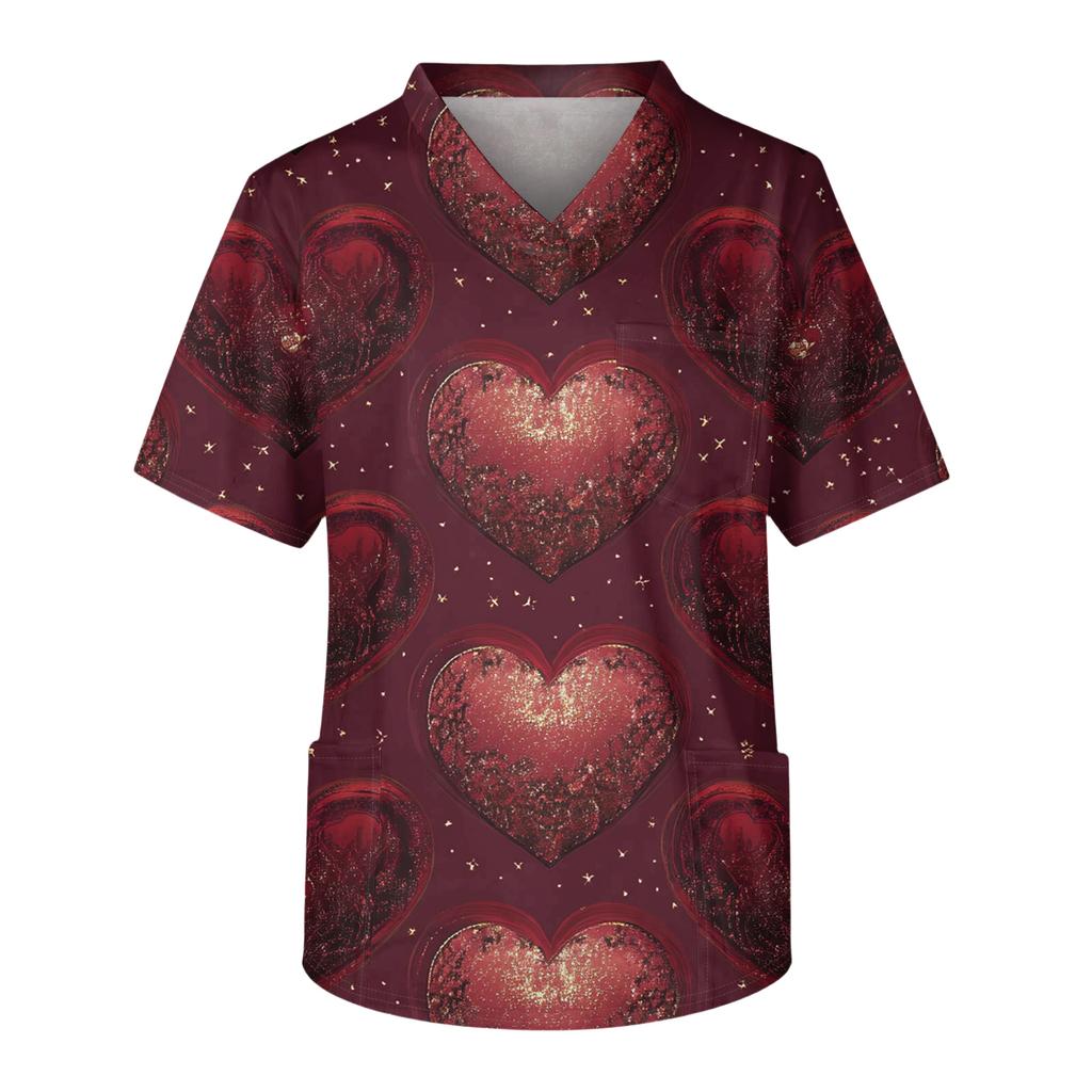 Men's Casual Short,Sleeved V,Neck Printed Front Pocket Top