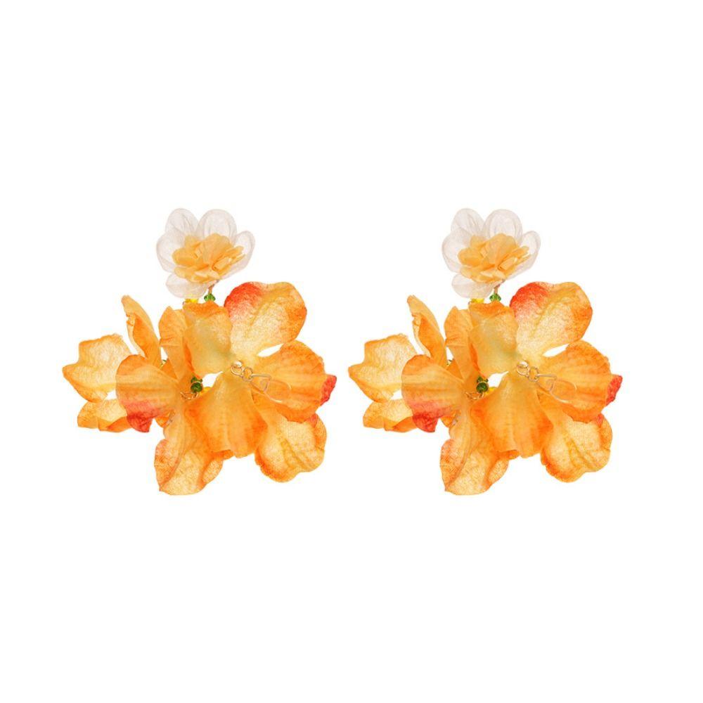 Beach Jewelry Simulated Flower Drop Earrings Silver Needle Vacation Style Earrings Wedding