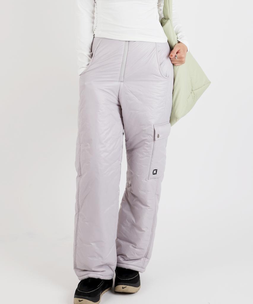 NOMINICAL Puffy Lightweight Snow Padded Cargo Jogger Pants (Light Grey)