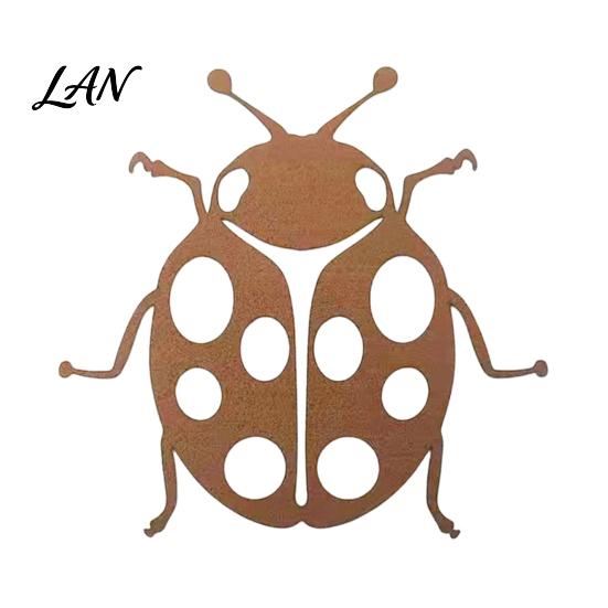 Ladybug Garden Ornament Metal Decor for Outside, Cute Ladybugs Yard Art Lawn Patio Ornaments, Wall Sculptures & Statues, Outdoor Fence Decorations