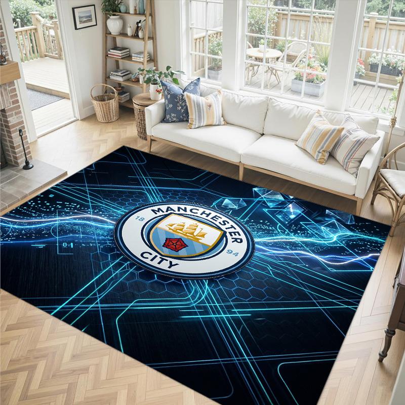 Manchester City Design Crystal Velvet Carpet Cozy Non?Slip Printed Rug For Bedroom Living Room Entrance