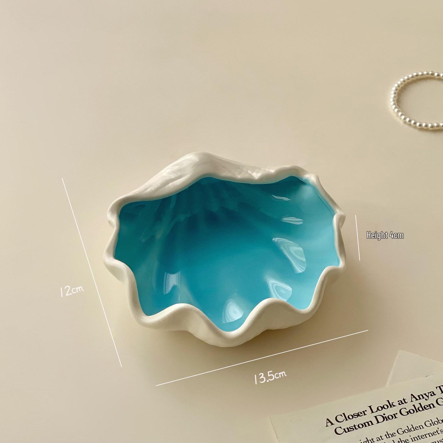 

Керамическая шкатулка в тематике «Голубой океан» с дизайном ракушек и морских звезд для рабочего стола или прихожей