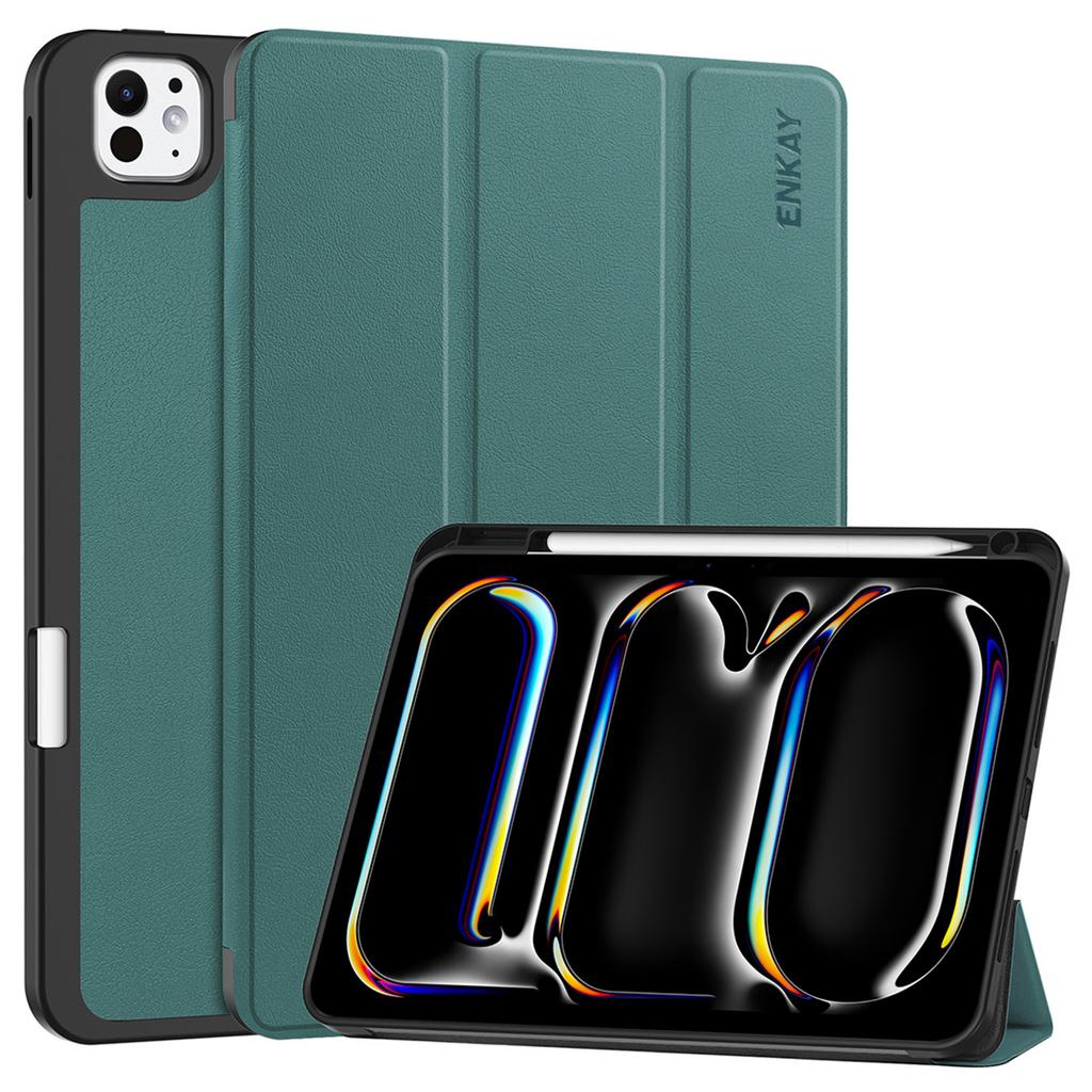 ENKAY HAT PRINCE For iPad Pro 11 (2025)/11 (2024) Tri-Fold Stand Tablet Case PU Leather+TPU Smart Cover with Pencil Holder