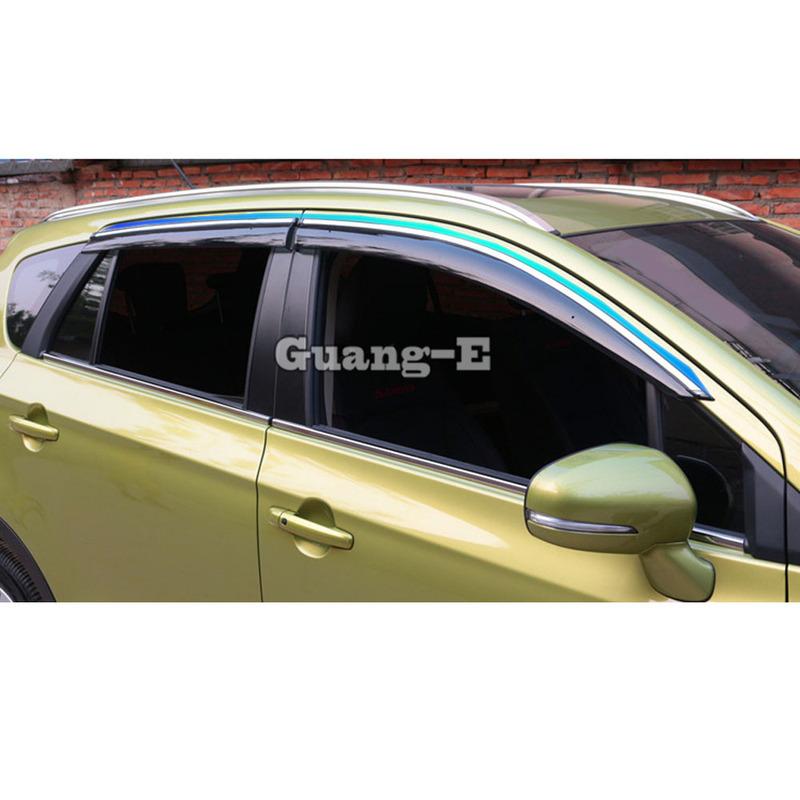 For Suzuki S-cross Scross SX4 2014 2015 2016 2017 Car Cover Plastic Window Glass Wind Visor Rain/Sun Guard Vent Frame 4PCs