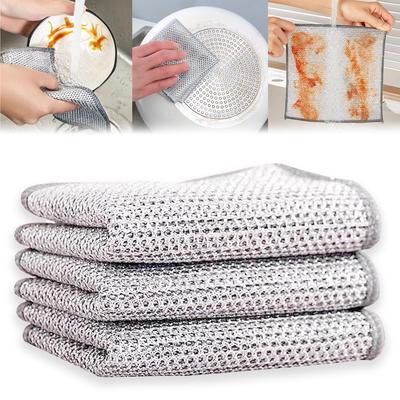 ZRGR Reversible Bamboo Charcoal Kitchen Cloth Super Super Quick Oil Stain No Detergent Scrapes Oil Kitchen Strong Cleaning For Dish Wire Mesh For Oil