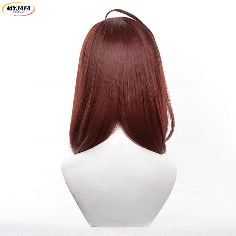 Momo Ayase Cosplay Wig 43cm Short Red Brown Wig Cosplay Anime Cosplay Wigs Heat Resistant Synthetic Wigs + Wig Cap