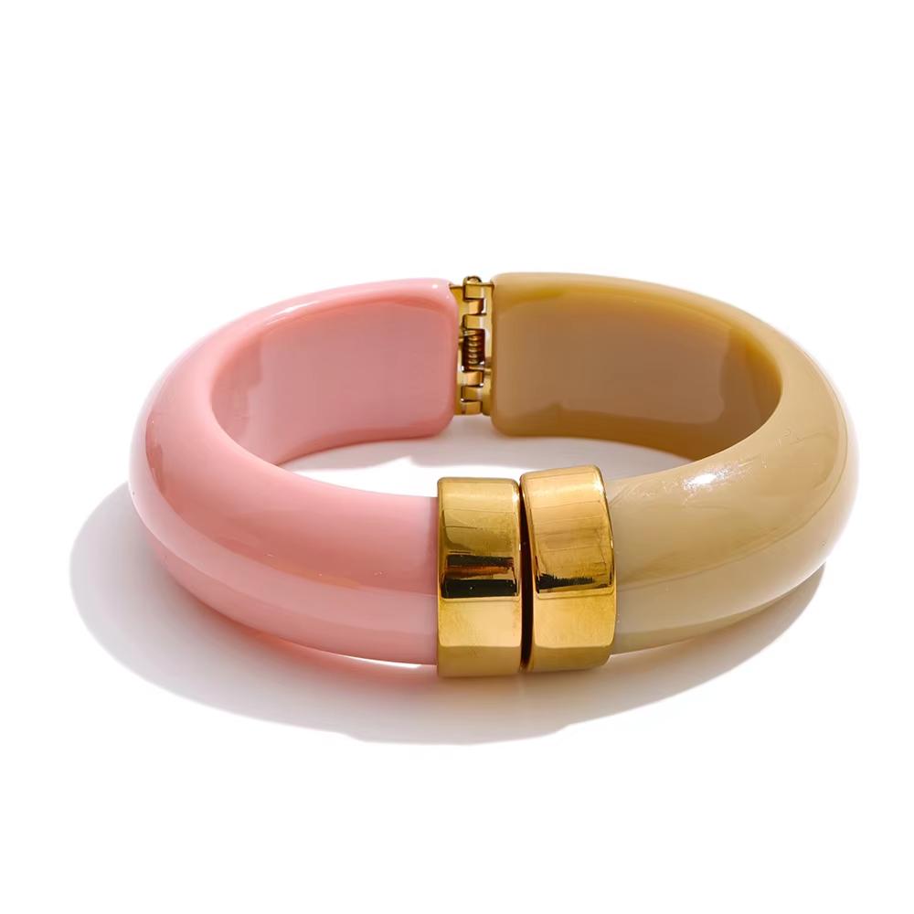 

Yhpup 66mm Green Pink Brown Purple Acrylic Thick Bracelet Bangle for Women Stainless Steel Arrivals 2025 Wrist Jewelry Gift