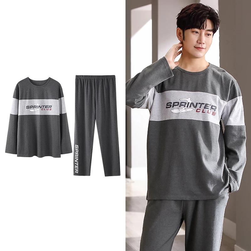 Hjorteutskrift Elegant pyjamassett for mann Høst Vinter Mote Myk bomull Herre Loungewear Komfortabelt nattøy
