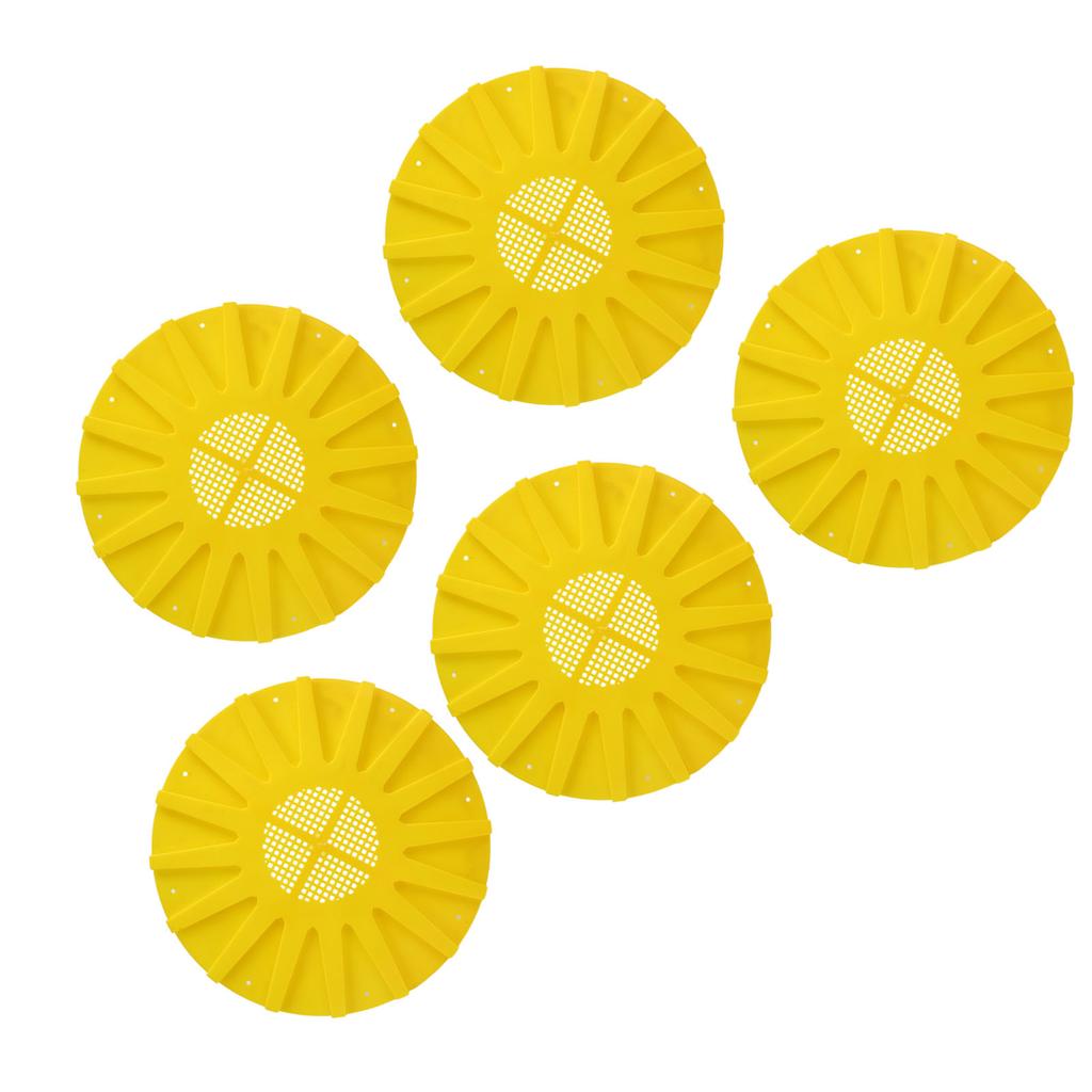 5pcs Beehive Door Exit Disc Plastic 16 Way Round Anti Running Escape Plate Beekeeping Tool 9.8x0.3in Yellow