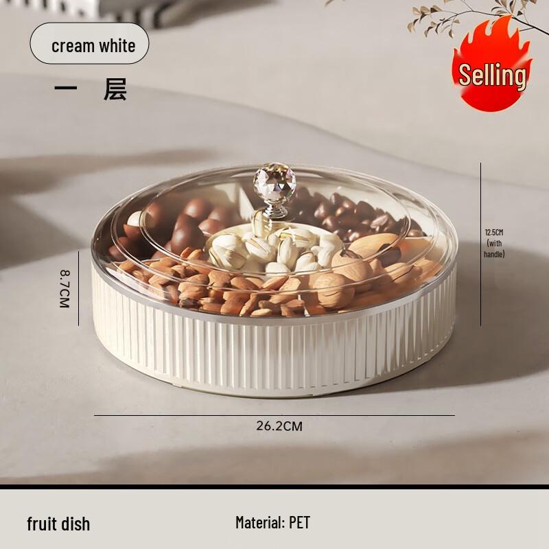 Light Luxury Single-Layer Round Fruit & Snack Plate with Lid
