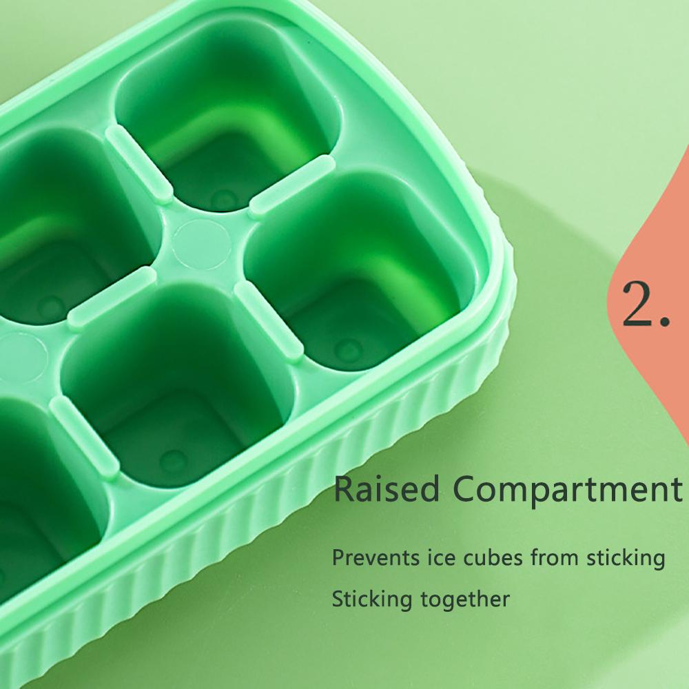 Blå 8 Fack Isblocksform Livsmedelsgodkänd Silikon Mjuk Botten Isblocksform Hushåll Återanvändbar Fyrkantig Isblocksform