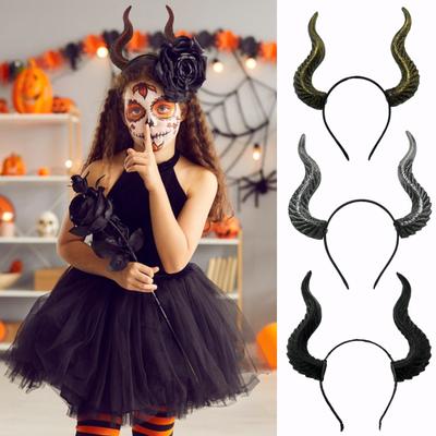 Şeytan Boynuzları Kafa Bandı Cadılar Bayramı Gotik Keçi Boynuzu Saç Bandı Cosplay Saç Çemberi Aksesuarları Cadılar Bayramı Partisi Kostümü İçin