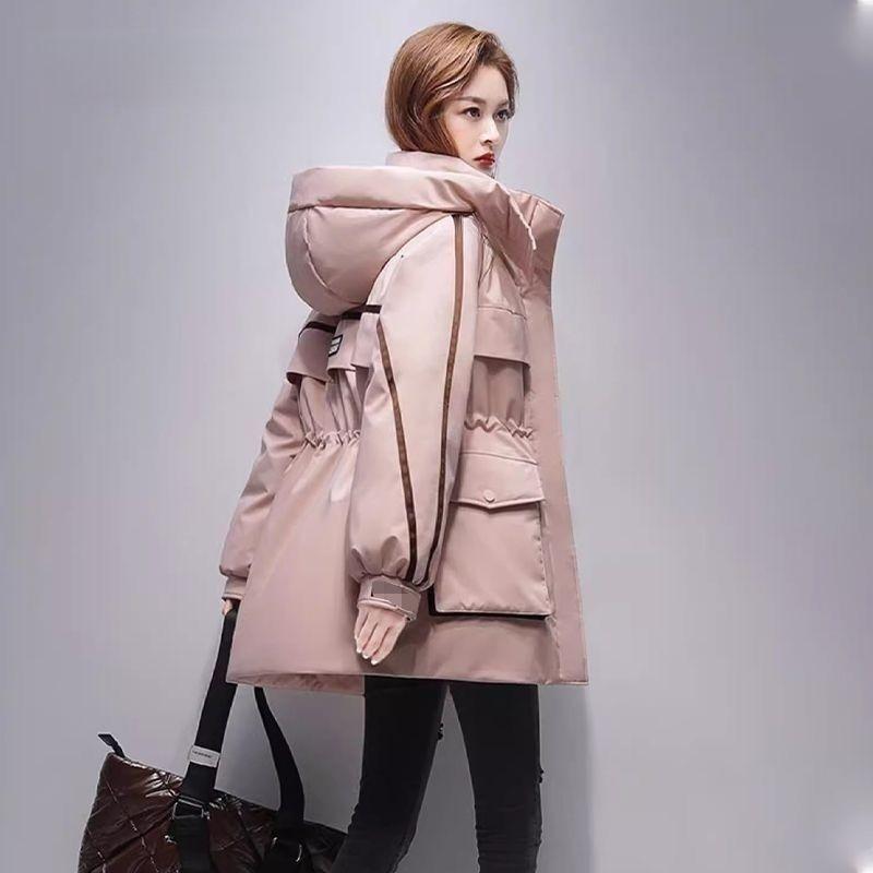 Abrigo Largo Acolchado de Moda para Mujer Cálido Ropa de Trabajo Chaqueta Parka Ajustada Invierno Algodón Ropa Exterior Moda