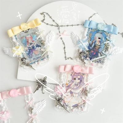 1 kus Sweet Lace Kpop Photocard Obal Elegantní korejský styl Y2K Mašle Stuha Křídla Bus Card Holder Kawaii Student ID Card Film