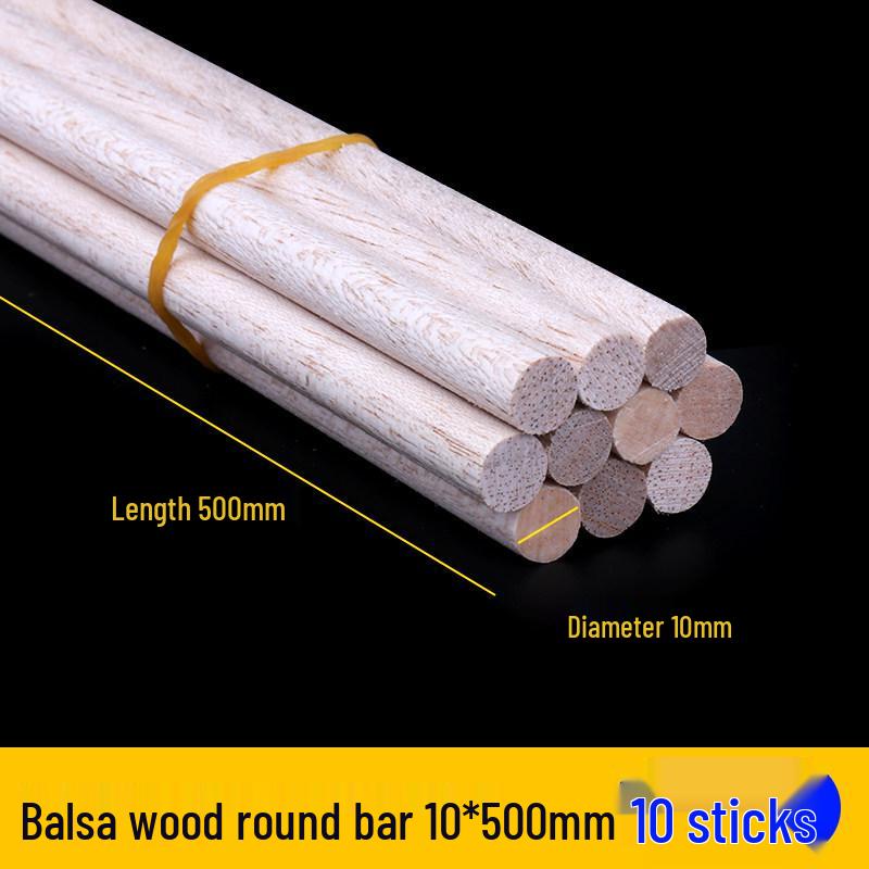 DIY Handmade Balsa Wood Round Rods and Strips for Model Building and Aircraft Model Kits